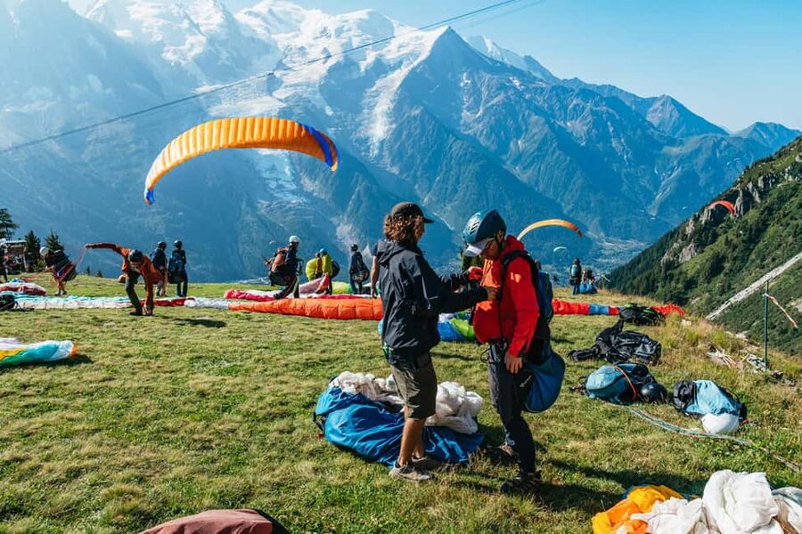 Chamonix: Tandem Paragliding Flight - Taking the cable car to Le Brévent