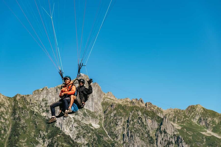 Chamonix: Tandem Paragliding Flight - Getting ready at the Le Brévent launch