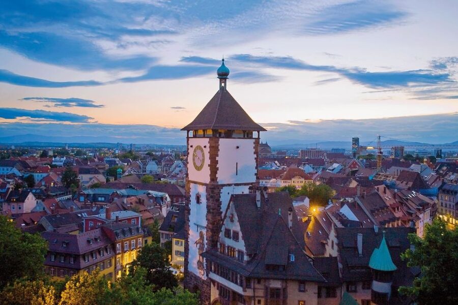 From Colmar: 3 Villages in France, Germany, and Switzerland - Freiburg: cathedral, market, and sidewalk channels