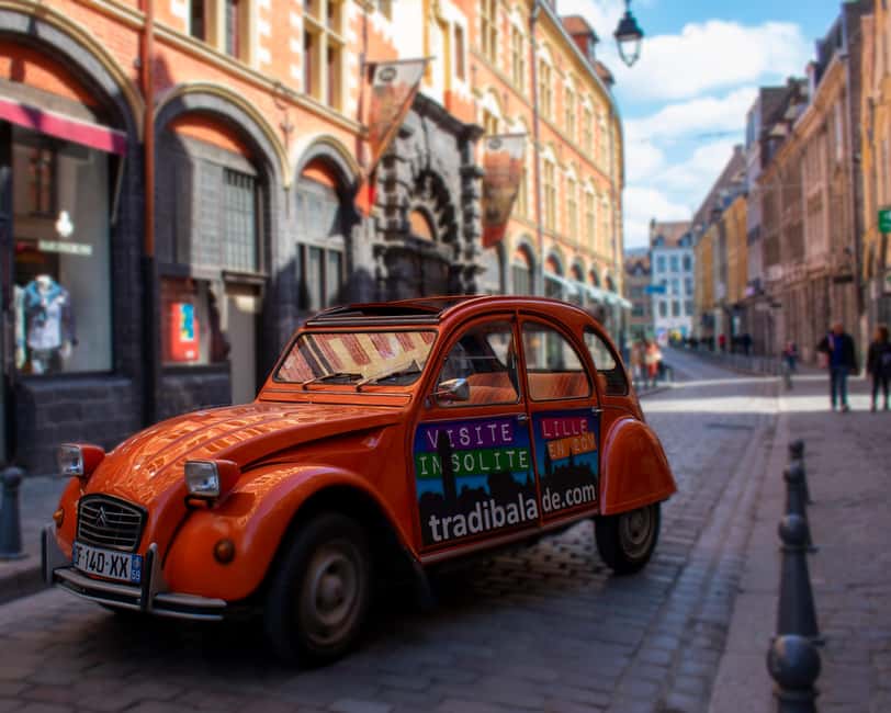 Lille Driving Tour by Convertible Citroen 2CV - Meeting at Place Rihour and getting oriented