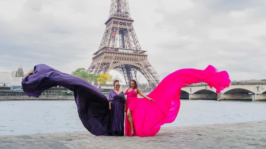 Paris: Eiffel Tower Flying-Dress Photoshoot jonadress - Photos, video, and the real cost of the package
