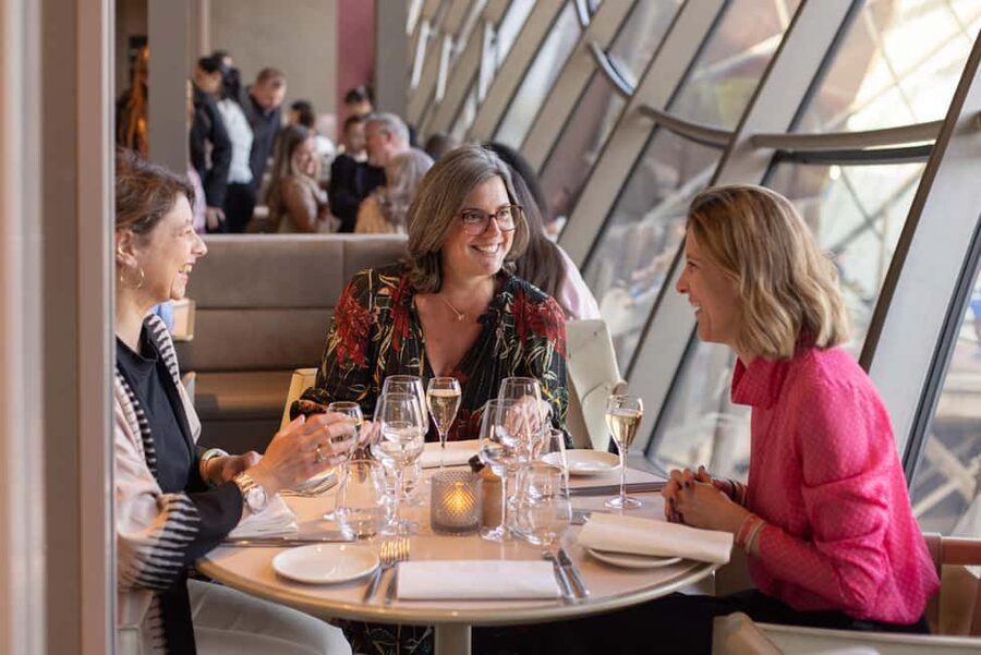 Paris: Eiffel Tower's Madame Brasserie 3-course lunch 12:00 - The first-floor lift and Paris from above