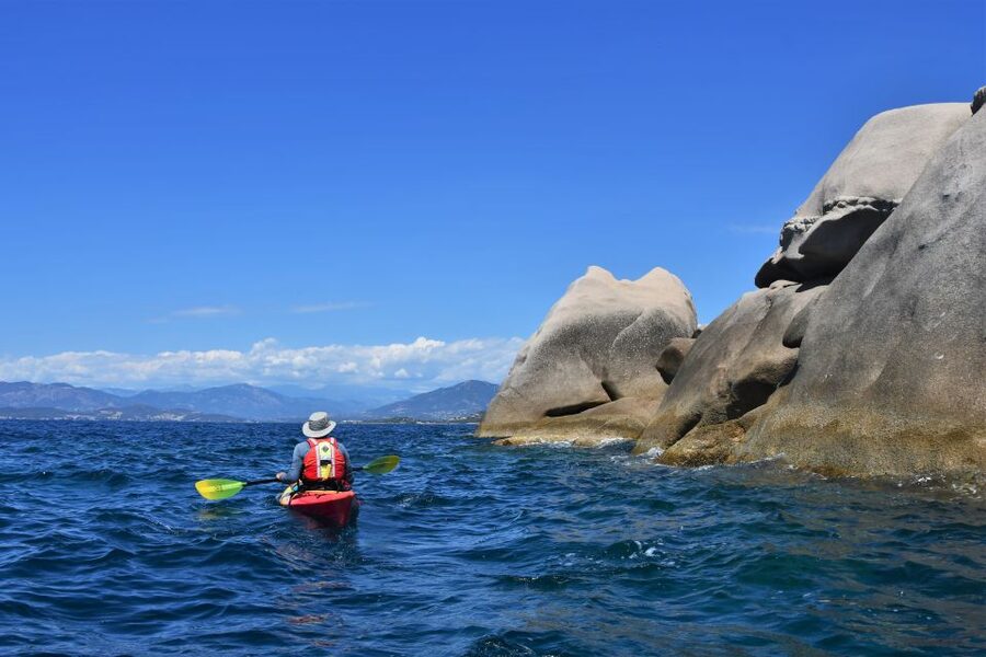 Porticcio: Guiding Kayaking Tour - Taking a sea swim during the break