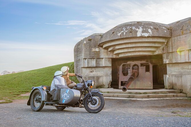 Private vintage sidecar tour of the D-Day Landing Beaches - Port-en-Bessin explains the fuel problem